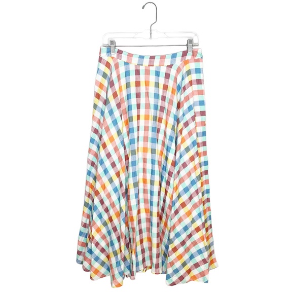 Anthropologie Multicolor Plaid Midi Skirt - Picture 2 of 7
